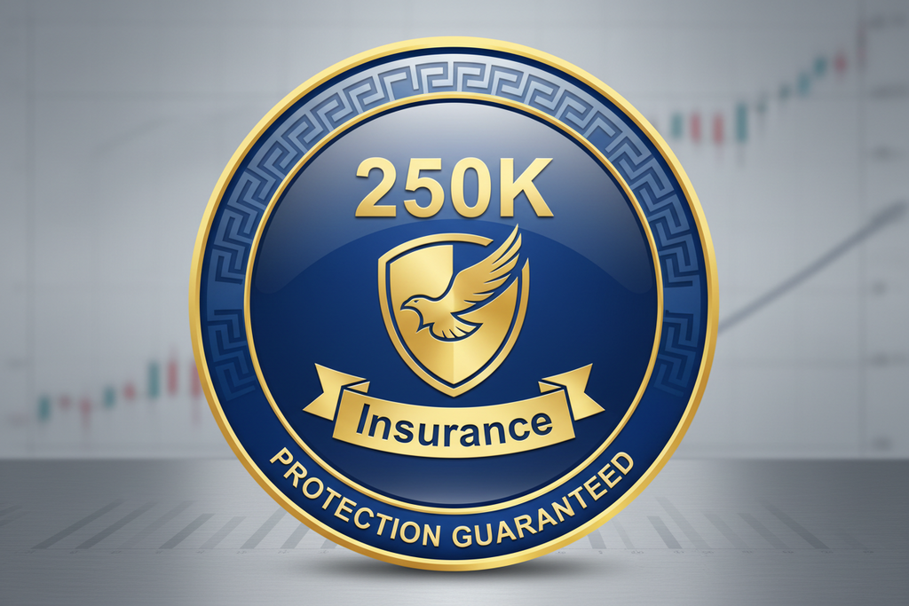 Insurance logo with '250K Insurance Protection Guaranteed' on a gray background